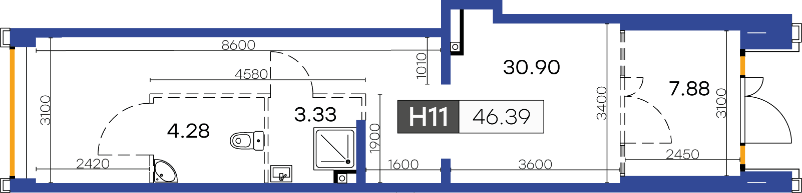 Невская губа улица , корп. 5 - 46.9 м²