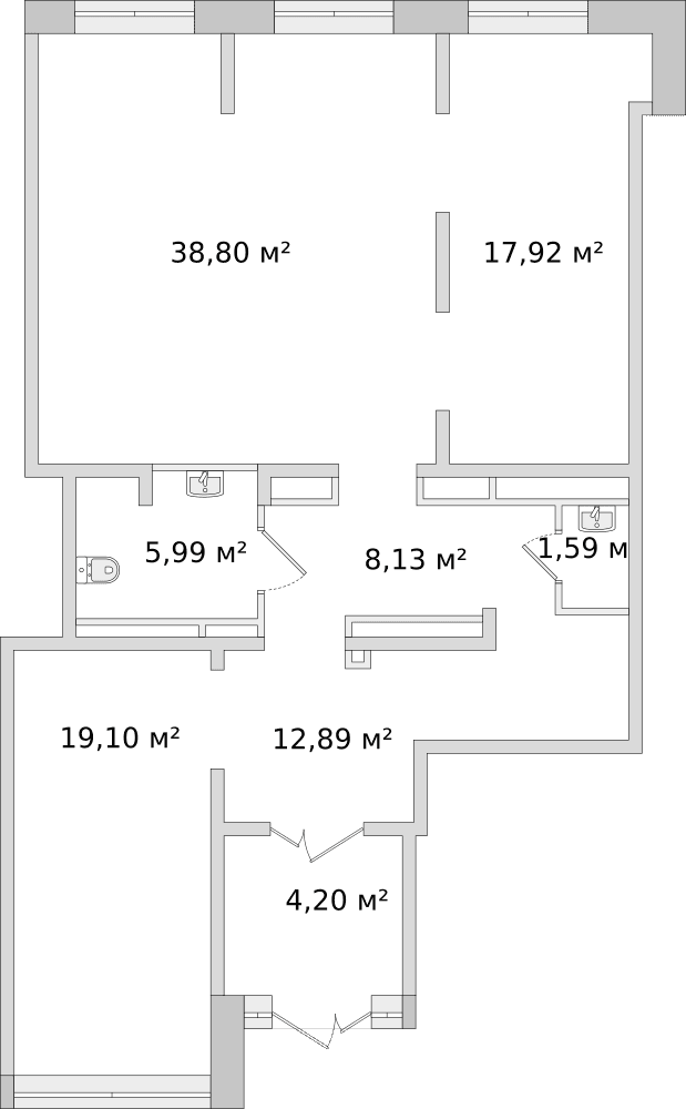 Ленинградская область, д. Новосаратовка, улица Первых дом 4, корпус 3 - 110.6 м²