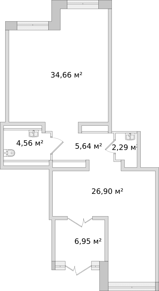 Ленинградская область, д. Новосаратовка, улица Первых дом 4, корпус 3 - 81 м²