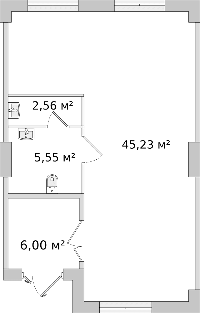 Санкт-Петербург, ул. Плесецкая - 59.3 м²