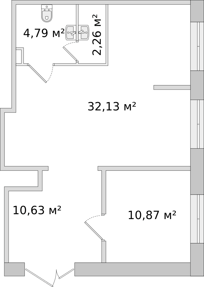 Санкт-Петербург, ул. Плесецкая - 60.7 м²