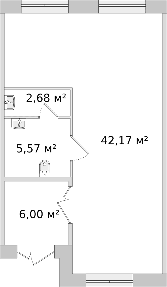Санкт-Петербург, ул. Плесецкая - 56.4 м²