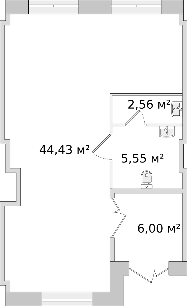 Санкт-Петербург, ул. Плесецкая - 58.5 м²
