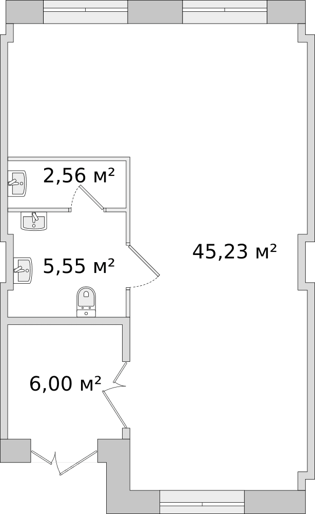 Санкт-Петербург, ул. Плесецкая - 59.3 м²