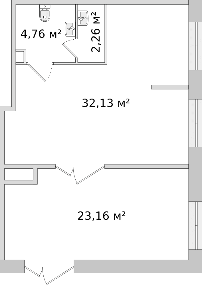 Санкт-Петербург, ул. Плесецкая - 62.3 м²