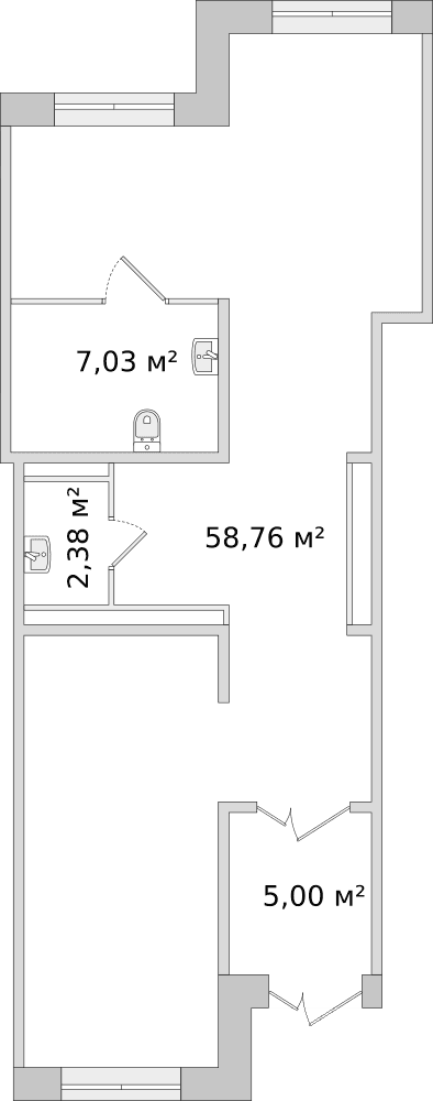 Санкт-Петербург, ул. Плесецкая - 73.2 м²